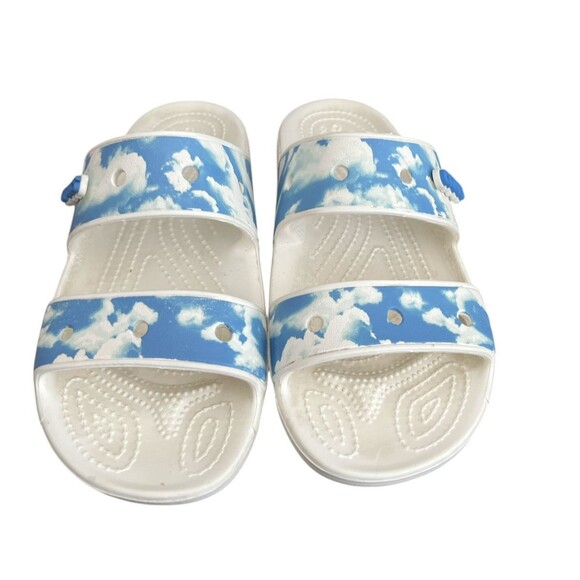 Crocs Two Strap Iconic Comfort Sandals Blue White Cloud Unisex Men’s 6 Women’s 8 - Picture 6 of 6